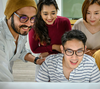 A student learning with technology