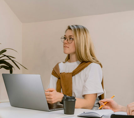 A student learning with technology